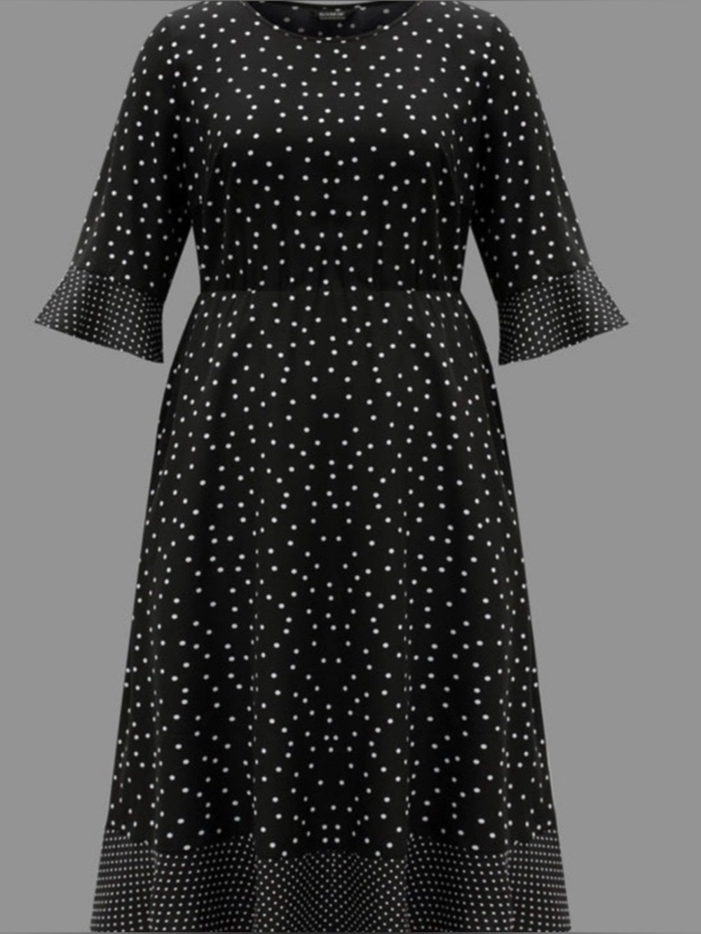NWT: size 14/16 BloomChic Black Polka Dot cinched waist Dress with pockets